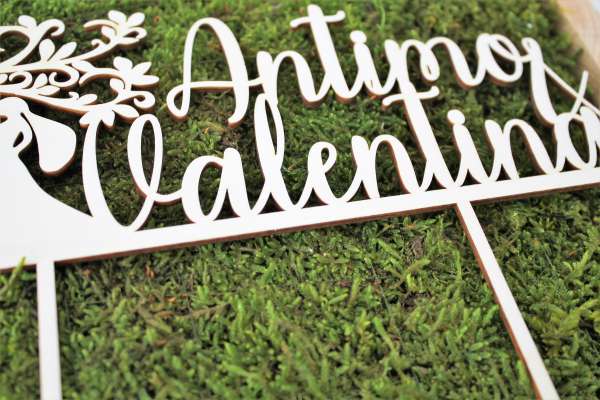 cake topper legno matrimonio